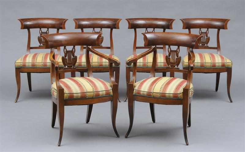 Appraisal: SIX BIEDERMEIER STYLE STAINED MAHOGANY DINING CHAIRS Comprising a pair