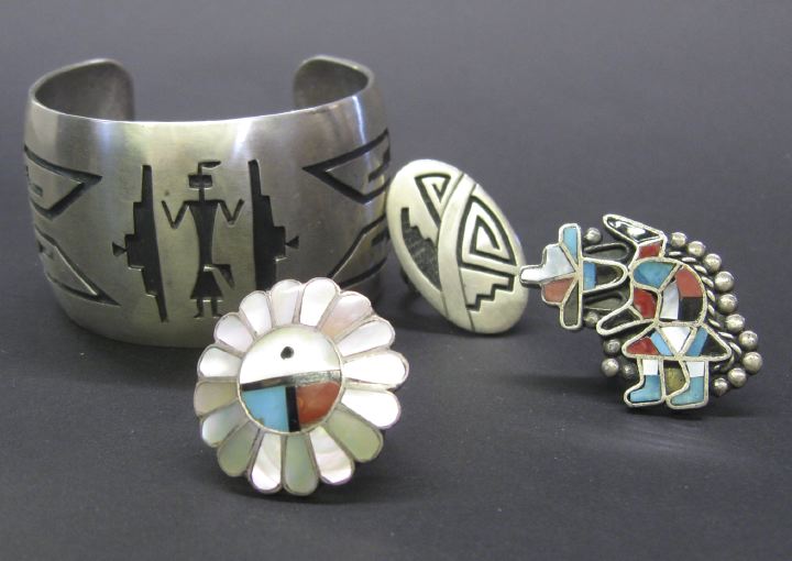 Appraisal: Four Pieces of Native American Jewelry including a Hopi silver