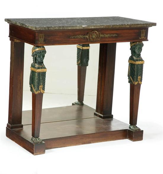 Appraisal: CLASSICAL PIER TABLE Probably American ca mahogany Carved gessoed and