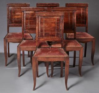 Appraisal: Set of Six French Modern Carved Beech Dining Chair Set