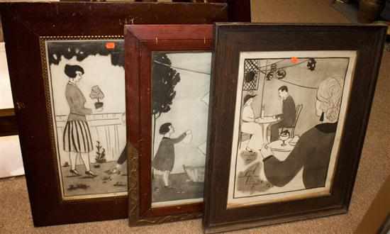 Appraisal: Alice Lolita Muth American b Three framed charcoal drawings Estimate