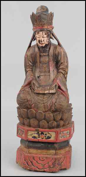 Appraisal: TH CENTURY CARVED AND PAINTED SEATED BUDDHA '' Condition No