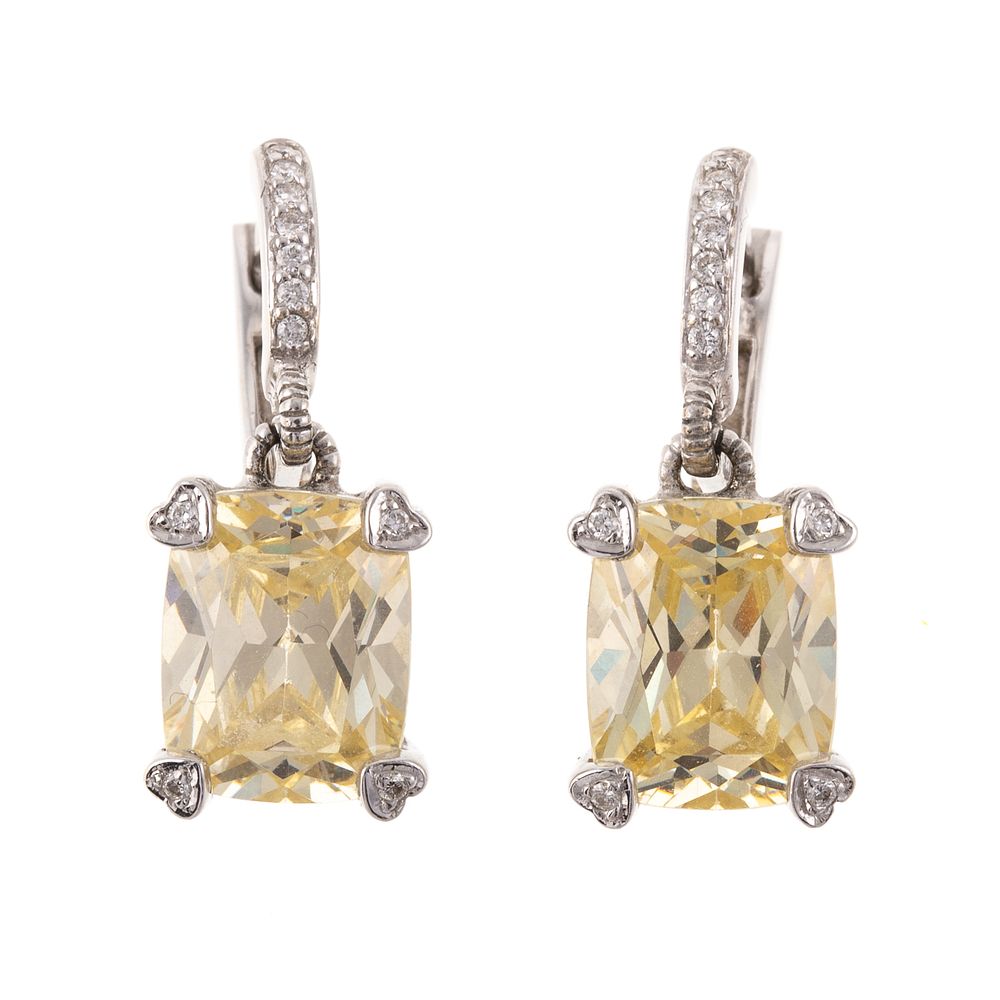 Appraisal: K Canary Crystal Lola Earrings by Judith Ripka K white