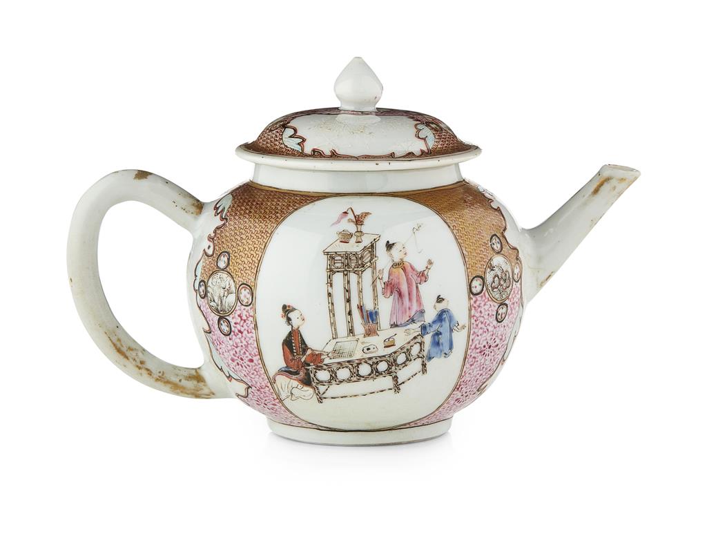 Appraisal: FAMILLE ROSE 'MANDARIN PALETTE' TEAPOT QING DYNASTY TH CENTURY the