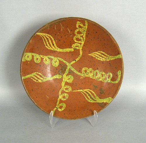 Appraisal: Redware charger th c with slip decoration dia