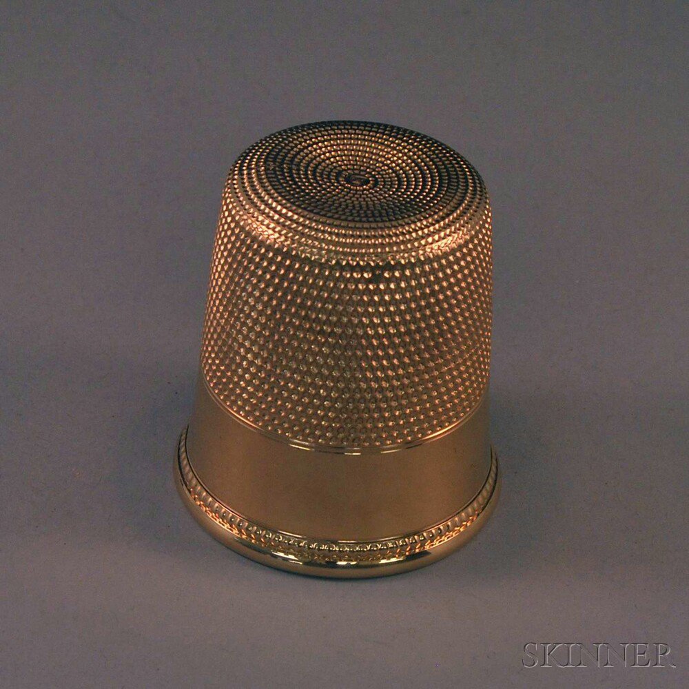 Appraisal: Simons Bros Oversized kt Gold Thimble-form Jigger ht wd at