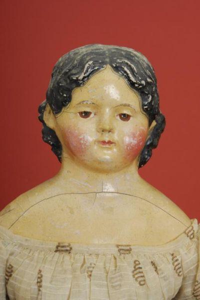 Appraisal: All Original Papier Mache Girl Germany ca finely molded papier