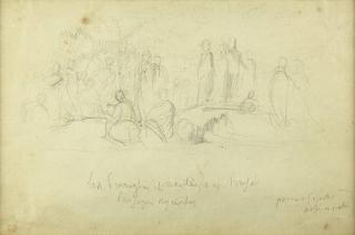 Appraisal: Drawing Eugene Delacroix Eugene Delacroix French - Untitled Figures black