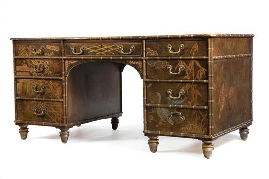 Appraisal: CHINOISSERIE STYLE DESK AND CONSOLE TABLE Marked Henredon Folio Elaborately