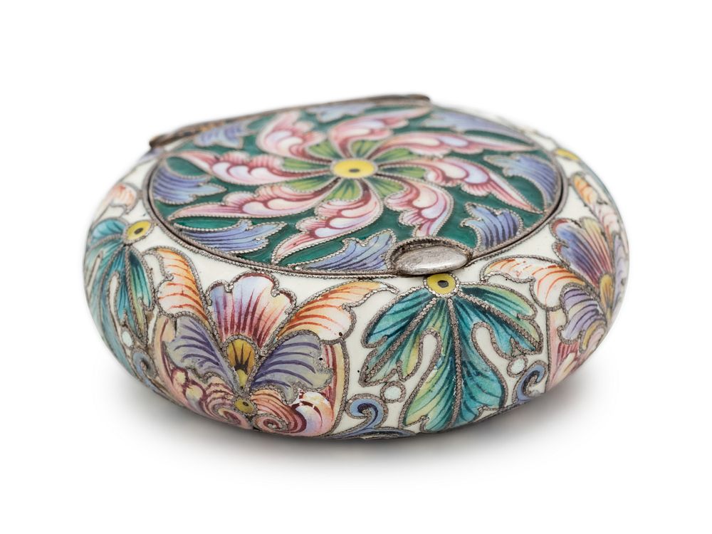 Appraisal: A Russian Silver and Shaded Enamel Snuff Box A Russian