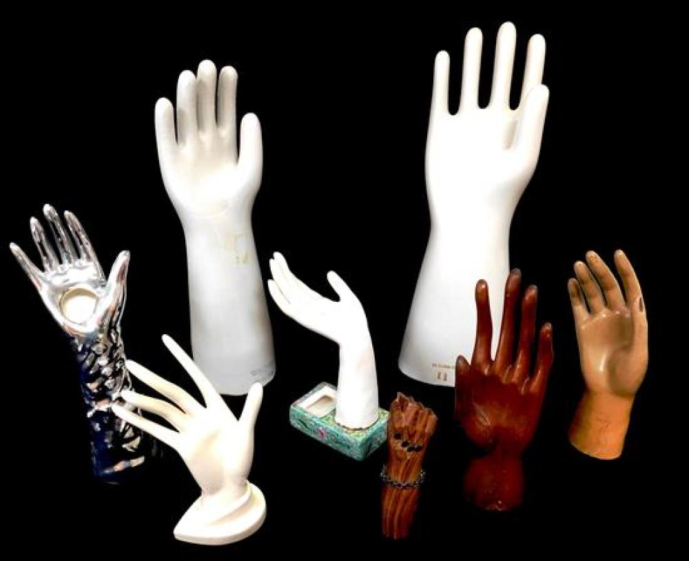 Appraisal: Hand display models eight pieces total including three wood and