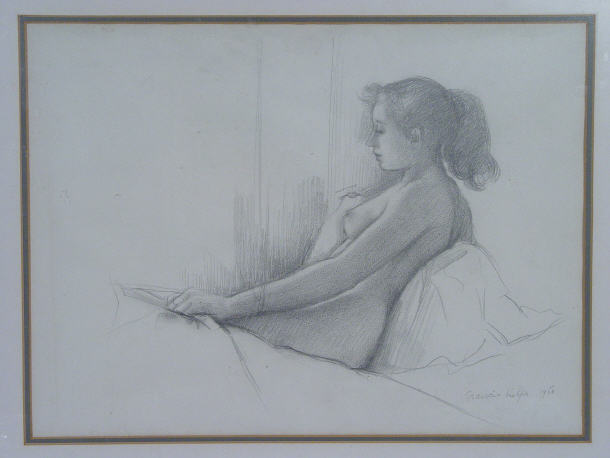 Appraisal: Francio Helps - Pencil study of a nude cm x