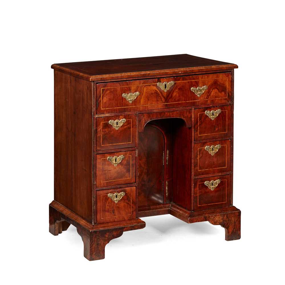 Appraisal: GEORGE II WALNUT AND LINE INLAID KNEEHOLE DRESSING TABLE MID