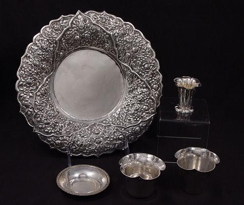 Appraisal: PIECE CONTINENTAL SILVER COLLECTION Includes silver bowl with repousse floral