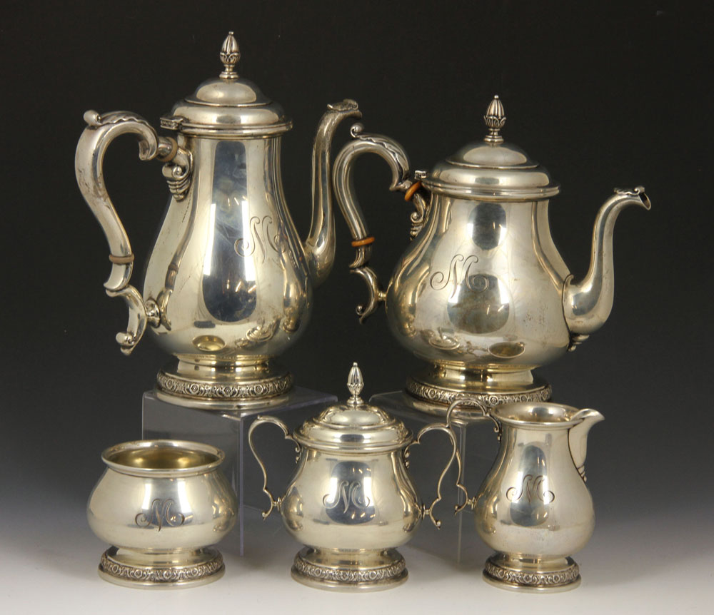 Appraisal: - International Sterling Tea Set International Sterling five-piece tea set