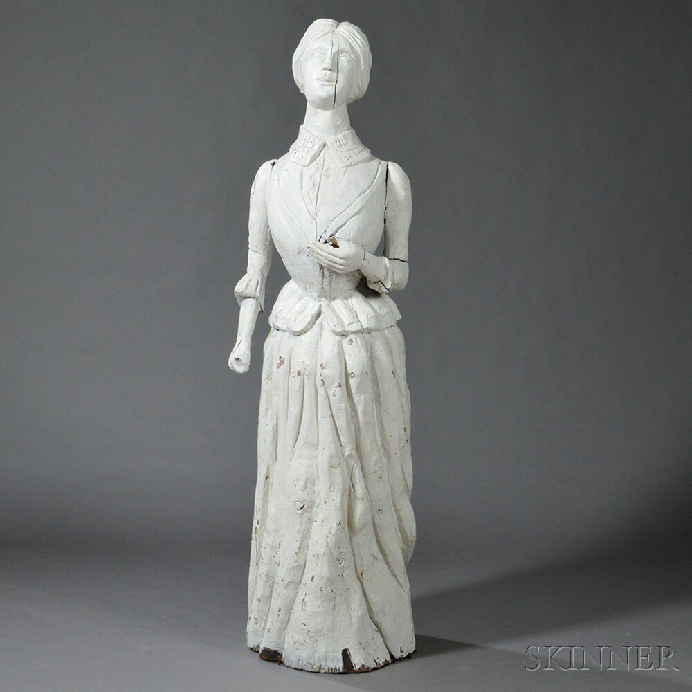 Appraisal: Carved White-painted Life-size Figure of a Lady probably America late