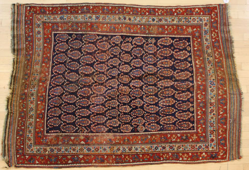 Appraisal: Kashgai carpet ca with botehs on a navy field and