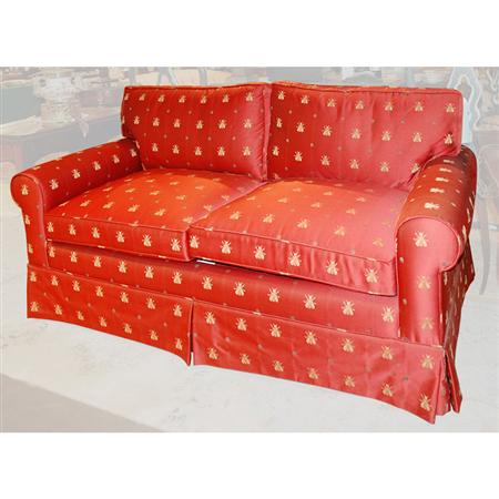 Appraisal: Red Upholstered Two-Seat Sofa Estimate -