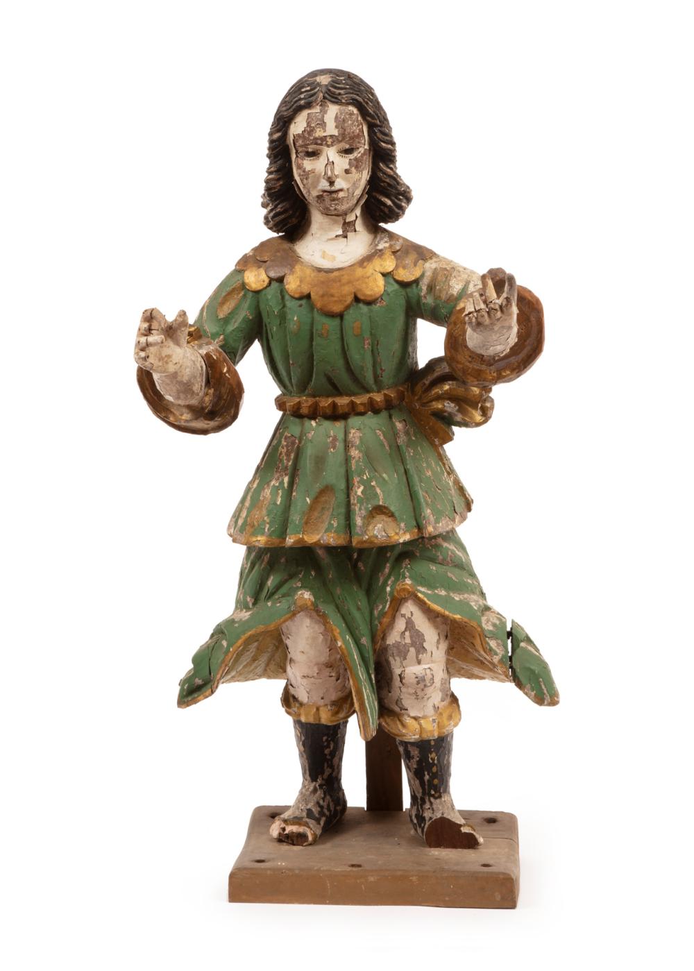 Appraisal: Continental Carved and Polychromed Santos Figure th c h in