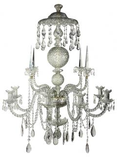 Appraisal: Continental cut crystal candelabra Continental cut crystal hanging candelabra the