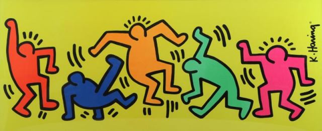 Appraisal: After Keith Haring Lithograph of Dancing Figures Signed in the