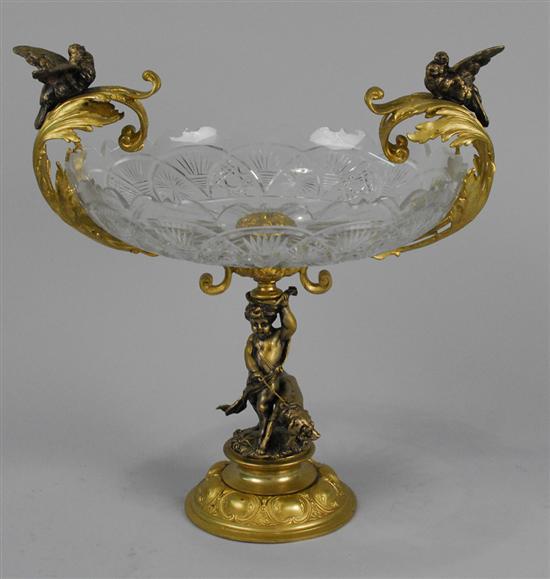 Appraisal: FRENCH GILT AND SILVERED BRONZE AND CUT GLASS CENTERPIECE height