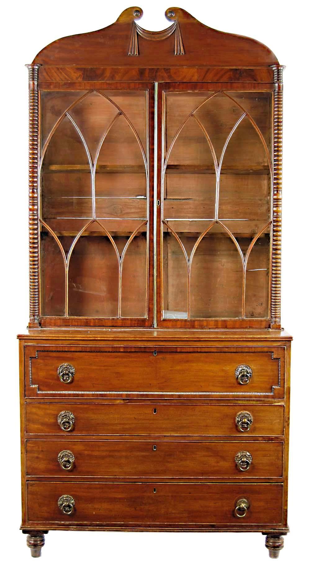 Appraisal: An early th century Scottish mahogany secretaire bookcase