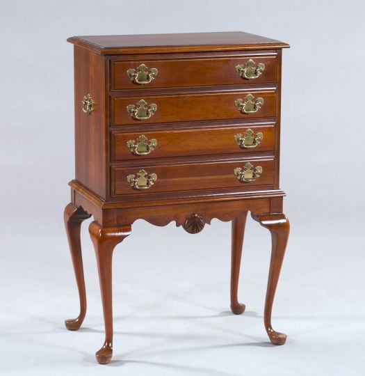 Appraisal: Queen Anne-Style Cherrywood Flatware Chest in one piece with the