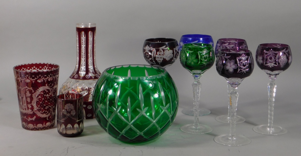 Appraisal: BOHEMIAN CZECHOSLOVAKIAN CUT GLASS GOBLET GROUP Czechoslovakia Late th-Early th