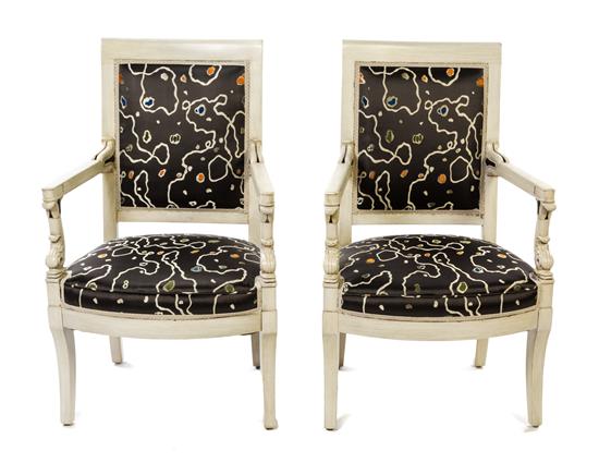 Appraisal: Sale Lot A Pair of Neoclassical Painted Armchairs german th