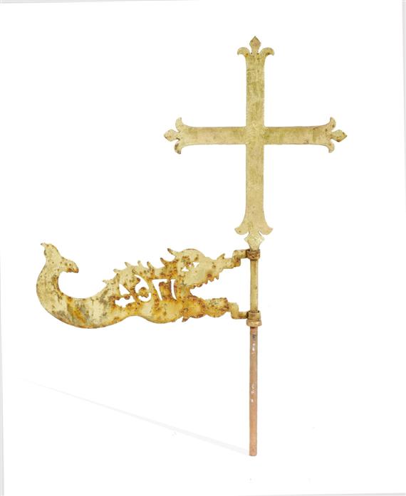 Appraisal: WEATHER VANE Switzerland th century Iron and gilt sheet iron