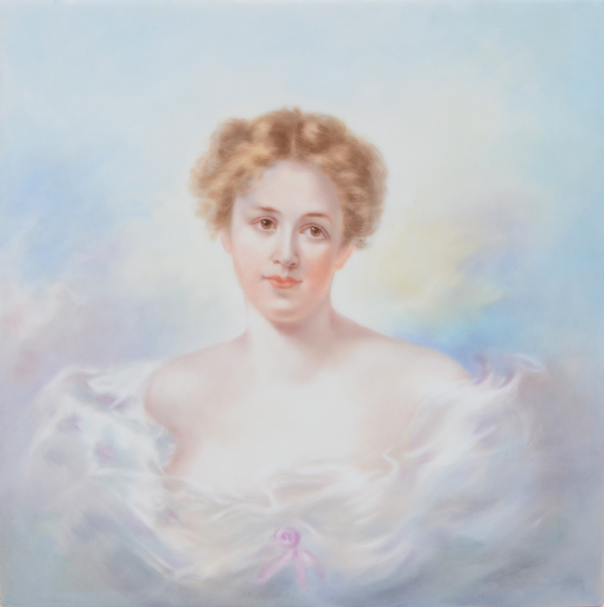 Appraisal: FRENCH PORCELAIN PLAQUE PAINTED WITH IMAGE OF BLONDE BEAUTY No