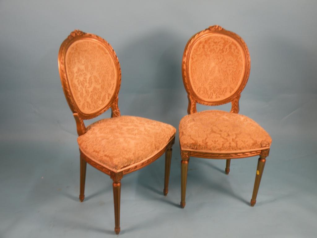 Appraisal: A pair of French gilt wood side chairs each with