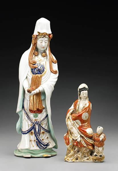 Appraisal: Two Kutani porcelain figures Meiji Period The first modeled as