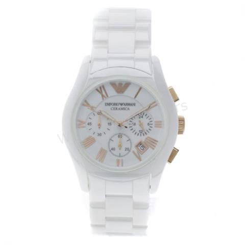 Appraisal: Lady's Emporio Armani white ceramic watch model AR- with rose