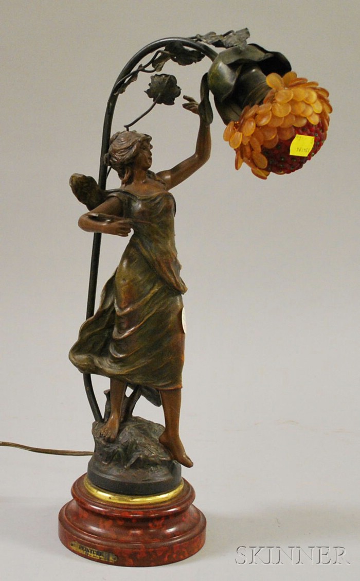 Appraisal: Patinated Cast Metal Figural Table Lamp overall ht in