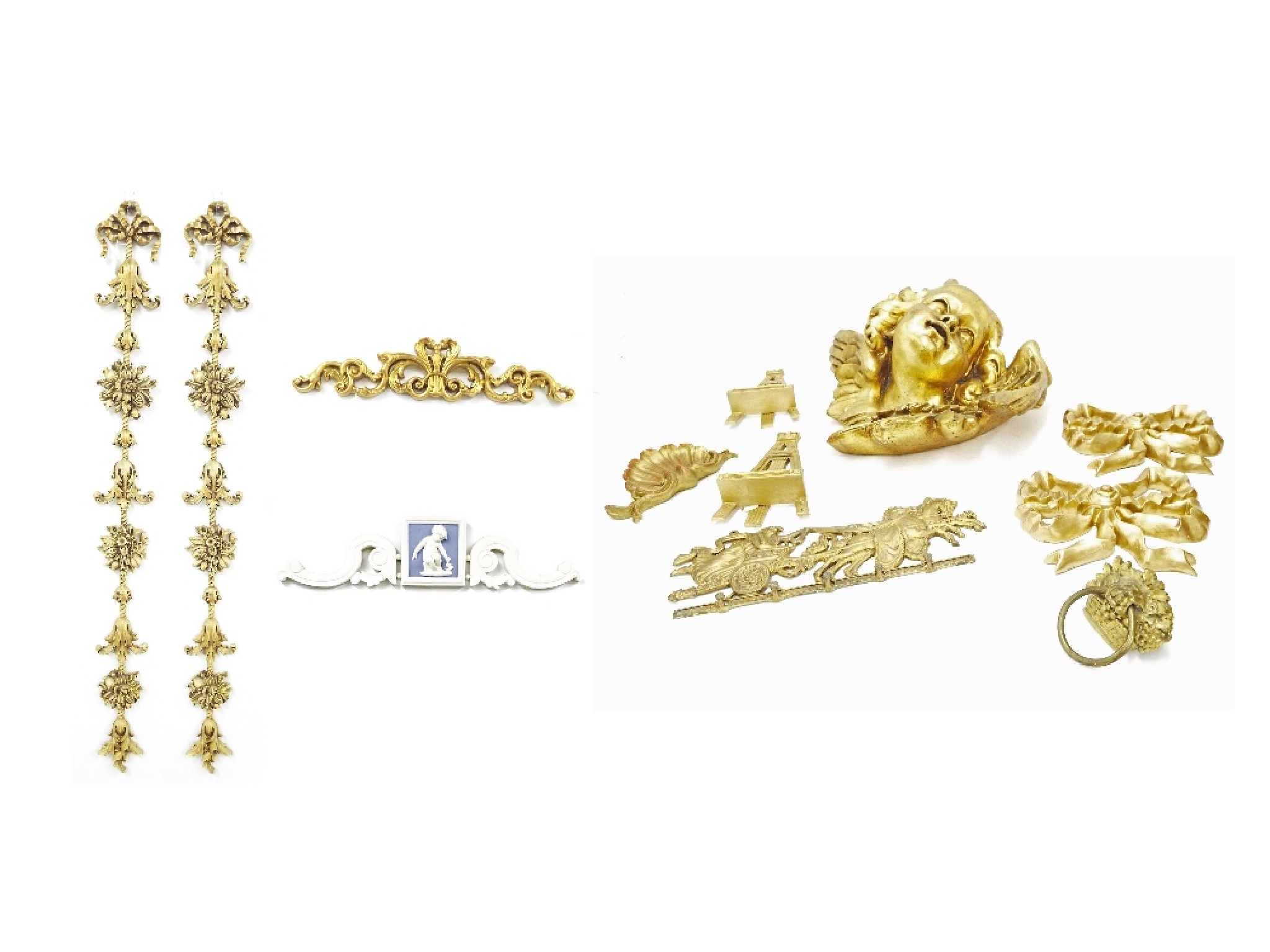 Appraisal: Various giltwood and other decorated mouldings to include a giltwood