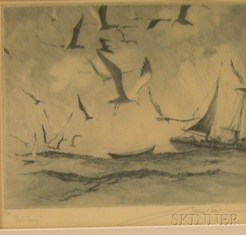 Appraisal: Framed Color Etching Gull Convoy by Gordon Hope Grant American