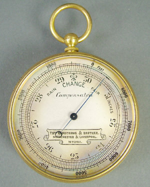 Appraisal: A late th early th century brass cased pocket barometer