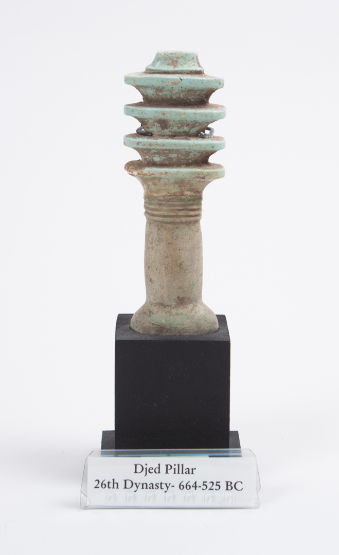 Appraisal: Ancient Egyptian faience djed pillar amulet in H mounted on