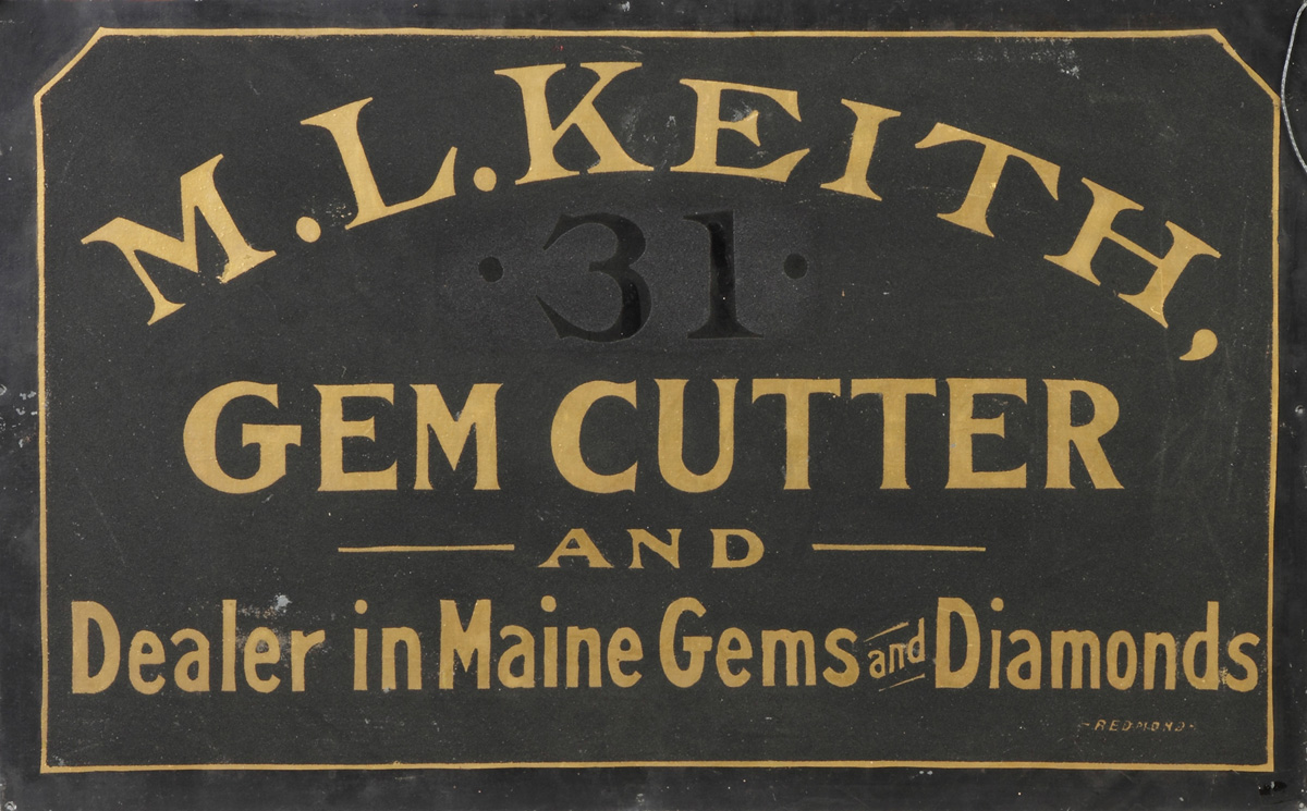 Appraisal: M L Keith Gem Cutter Painted Zinc Sign Early th