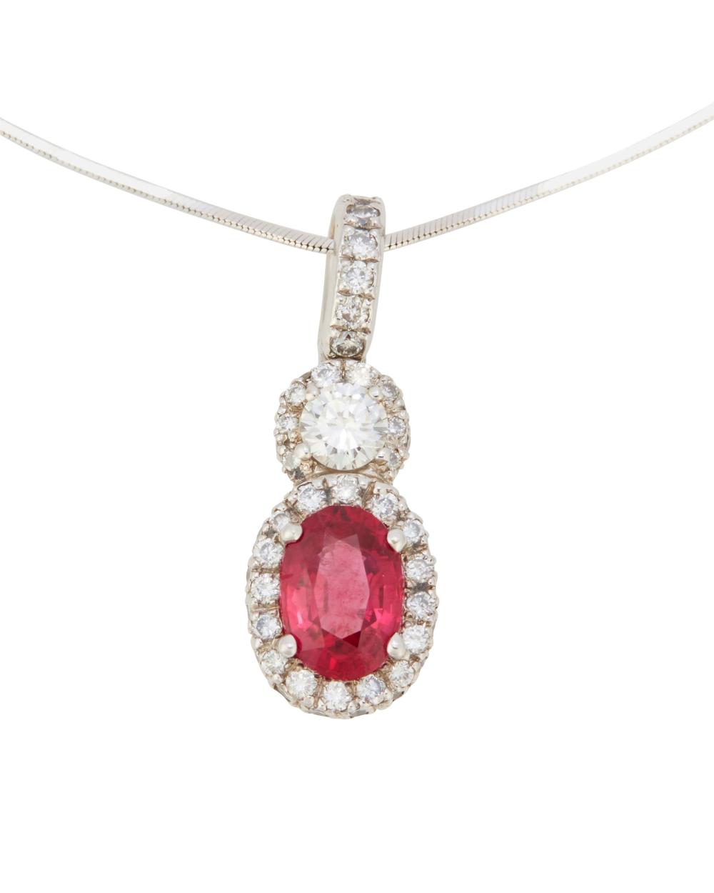 Appraisal: A RUBY AND DIAMOND PENDANTA ruby and diamond pendant k