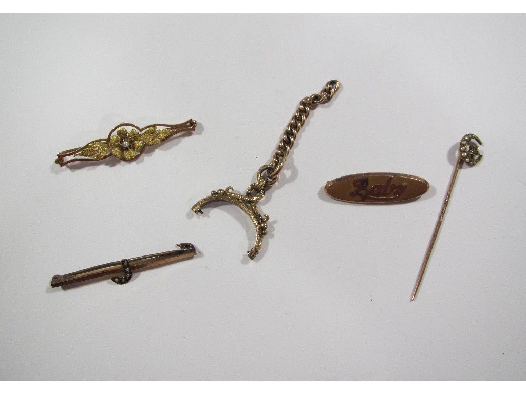 Appraisal: Lot of ct gold items to include three bar brooches