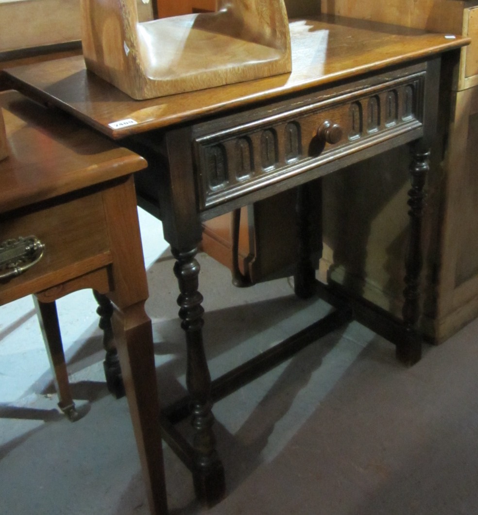 Appraisal: A th century oak rectangular single drawer table