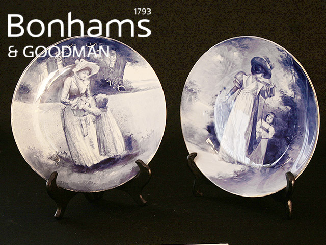 Appraisal: Two Royal Doulton cabinet plates decorated with blue and white