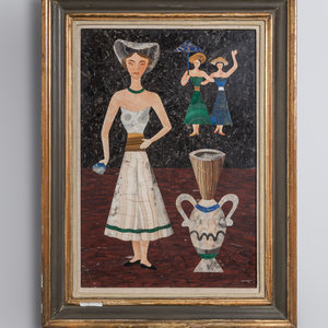 Appraisal: Richard Blow American - Untitled Three Women and Vase hand-cut