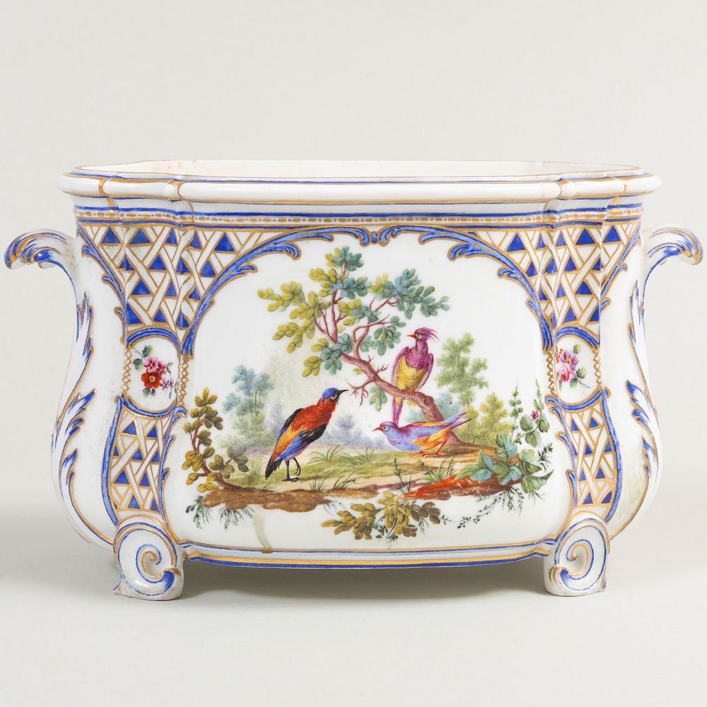 Appraisal: Sevres Style Porcelain Bough Pot Interlaced 'L' mark x x