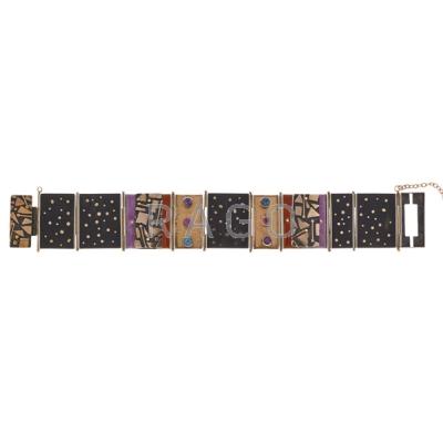 Appraisal: EARL PARDON - Mosaic bracelet New York Sterling silver gold