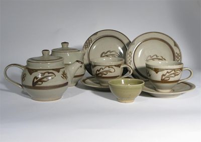 Appraisal: A Crowan Pottery stoneware part tea set by Harry and