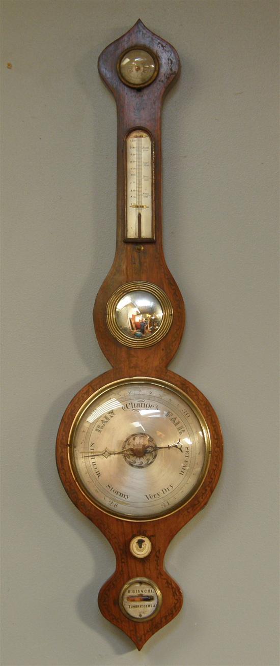 Appraisal: th century rosewood cased banjo barometer by B Bianchi of